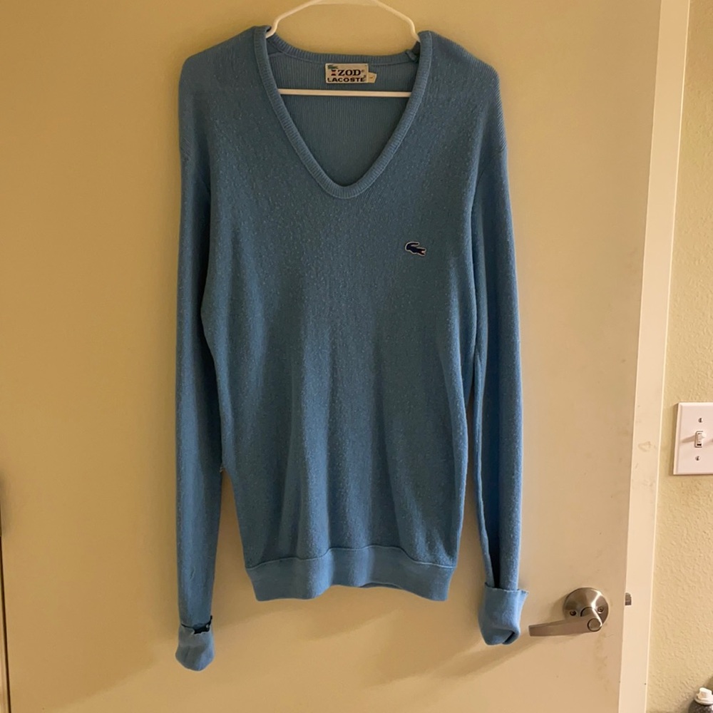 Lacoste Vintage Periwinkle Blue Alligator Logo Sweater